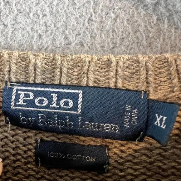 Polo Ralph Lauren Sweater Mens XL Beige Snowflake Nordic Knit Pullover